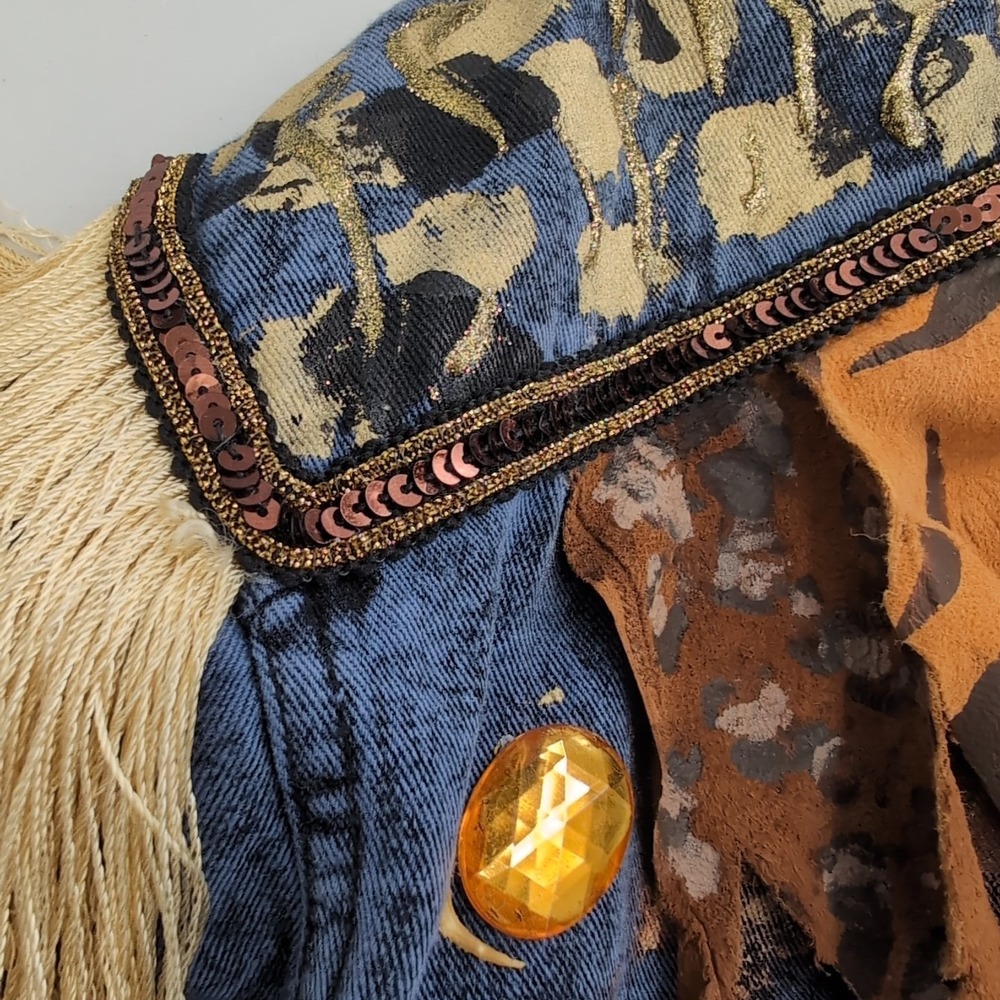Acid Wash Jumpsuit Coveralls Denim Canvas Utility Art to Wear Grunge Size Large - Picture 10 of 16